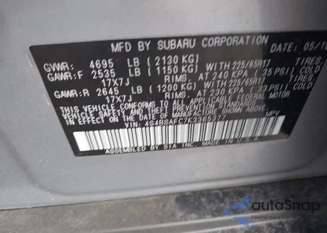 2019 Subaru Outback 2.5I Premium z USA, uszkodzony, nr VIN 4S4BSAFC7K3365377